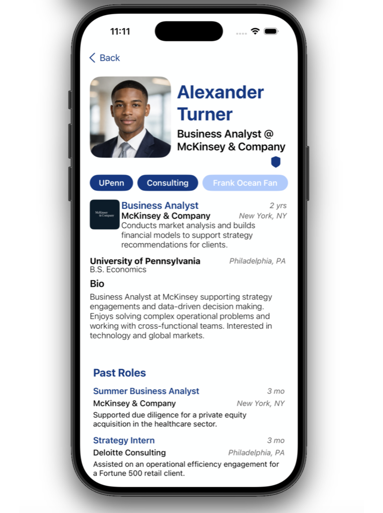Thesio expanded profile showing full experience
