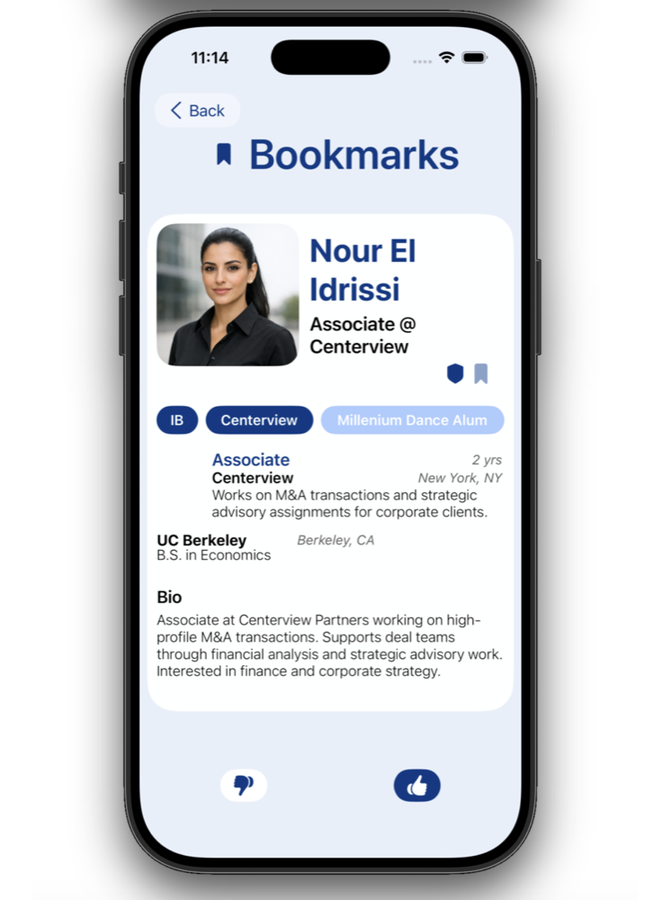 Thesio bookmarks of saved profiles